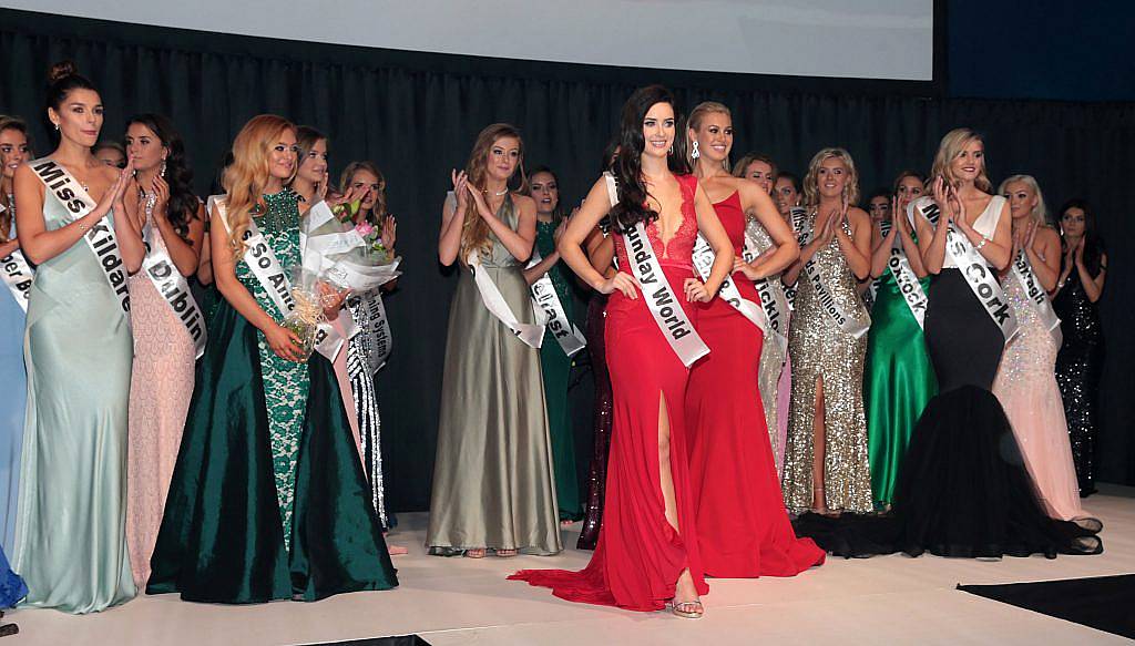 Finalists on stage at the final of Miss Universe Ireland 2017 at The Mansion House, Dublin. Picture by Brian McEvoy