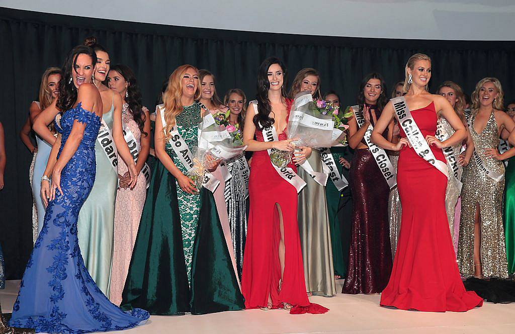 Finalists on stage at the final of Miss Universe Ireland 2017 at The Mansion House, Dublin. Picture by Brian McEvoy