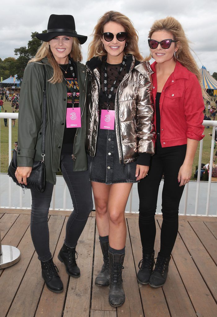 Sisters Ailbhe Garrihy, Aoibhin Garrihy and Doireann Garrihy at the #3Disco area at the sold-out three-day festival Electric Picnic at Stradbally, Co. Laois. Picture: Brian McEvoy