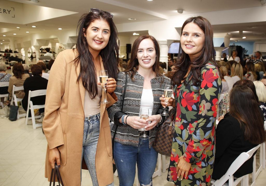 Niamh Crummey, Lorraine Farrell and Sarah Cassidy at the Pippa O'Connor 'Step into Style' event in the newly opened Arnotts Shoe Gallery. Picture: Conor McCabe Photography.