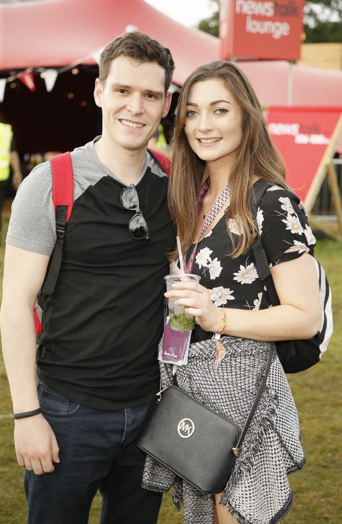 Eoghan Power and Laura Moloney at the Newstalk Lounge at Electric Picnic 2017. The Newstalk Lounge was awash with famous faces from the worlds of sports, politics and entertainment. Photo by Kieran Harnett