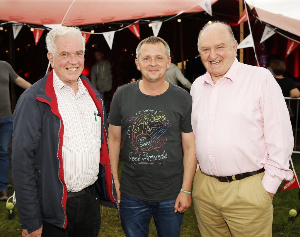 Father Peter McVerry, Rochard Boyd and George Hook at the Newstalk Lounge at Electric Picnic 2017. The Newstalk Lounge was awash with famous faces from the worlds of sports, politics and entertainment. Photo by Kieran Harnett