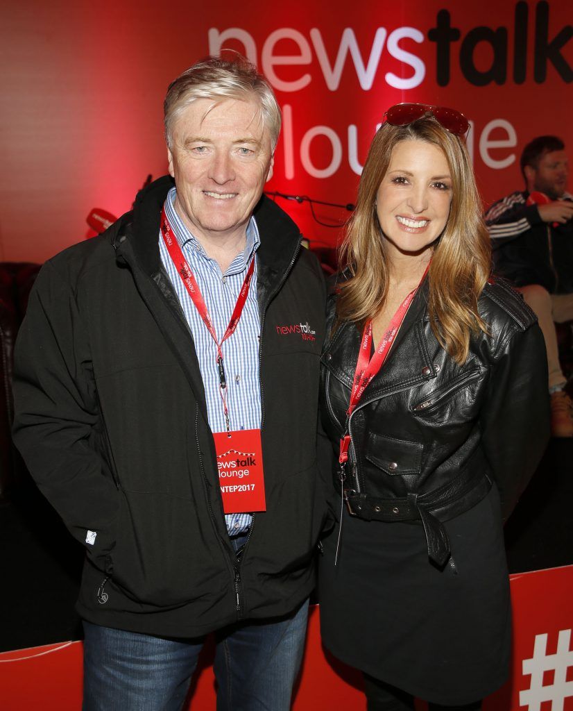 Pat Kenny with guest Gina London at the Newstalk Lounge at Electric Picnic 2017. The Newstalk Lounge was awash with famous faces from the worlds of sports, politics and entertainment. Photo by Kieran Harnett