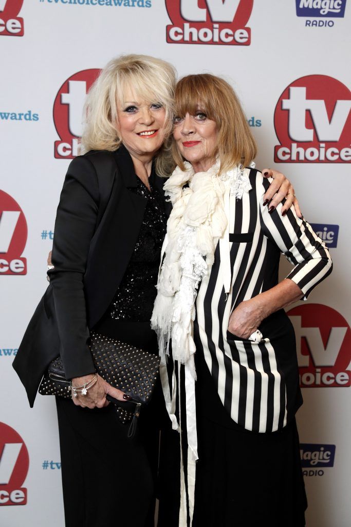 Sherrie Hewson and Amanda Barrie arrive for the TV Choice Awards at The Dorchester on September 4, 2017 in London, England.  (Photo by John Phillips/Getty Images)