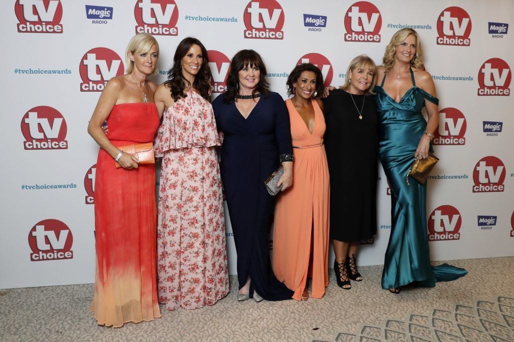 (L-R) Jane Moore, Andrea McLean, Penny Lancaster, Coleen Nolan and Saira Khan arrives for the TV Choice Awards at The Dorchester on September 4, 2017 in London, England.  (Photo by John Phillips/Getty Images)