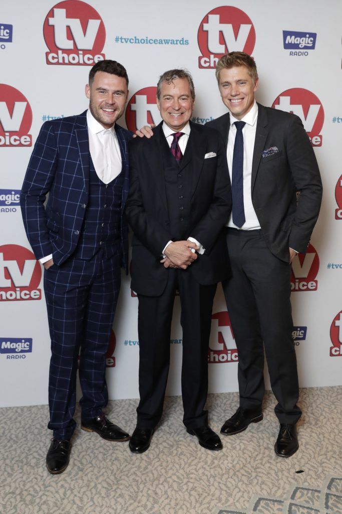 (L-R) Danny Miller, John Middleton and Ryan Hawley arrive for the TV Choice Awards at The Dorchester on September 4, 2017 in London, England.  (Photo by John Phillips/Getty Images)