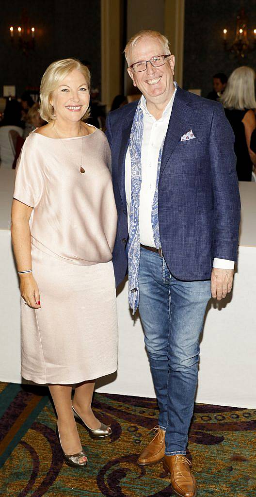 Liz O'Donnell and Rory Cowan  at the annual ISPCC Brown Thomas Fashion Show and Luncheon at the Intercontinental Hotel in Ballsbridge on Friday 1st September 2017. Photo by Kieran Harnett