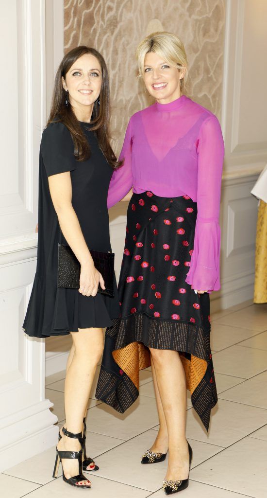 Michelle Curtin and Sinead Keary  at the annual ISPCC Brown Thomas Fashion Show and Luncheon at the Intercontinental Hotel in Ballsbridge on Friday 1st September 2017. Photo by Kieran Harnett