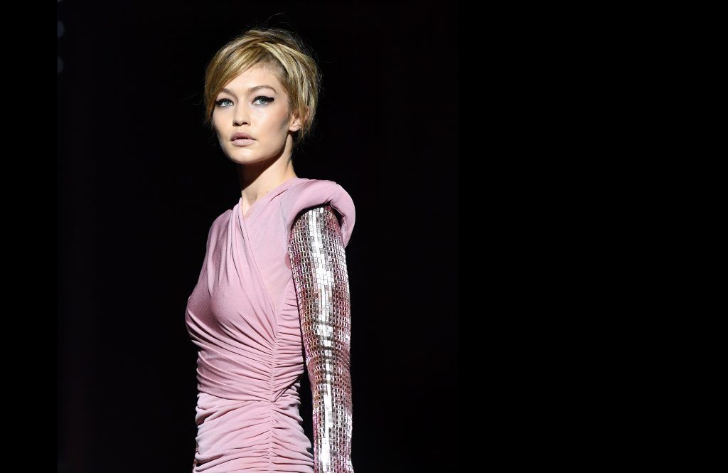 Model Gigi Hadid walks the runway for the Tom Ford SS18 show on September 6, 2017 in New York City. (Photo by ANGELA WEISS/AFP/Getty Images)