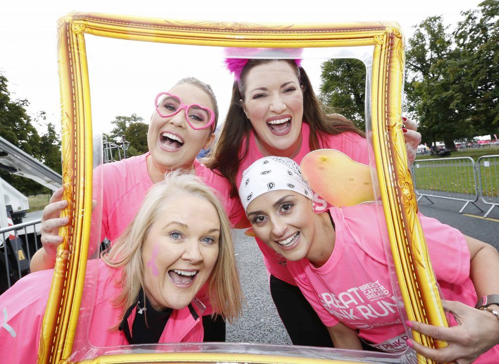 Emma Cassidy, Broadcaster Elaine Crowley (LtoR down) Aisling Hurley CEO Irish Breast Cancer Society and breast cancer survivor Denise Ashe pictured at the Great Pink Run in the Phoenix Park, 9th September 2017. Over 6,000 women, men and children took part in the 7th year of this event with all funds supporting Breast Cancer Ireland. Photo: Sasko Lazarov/Photocall Ireland