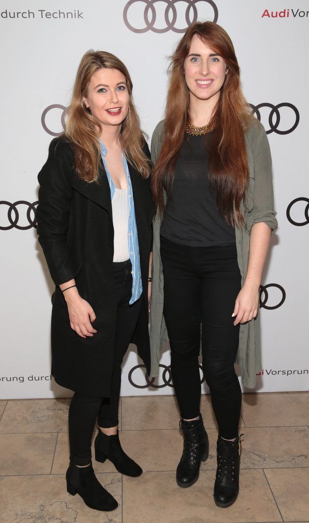 Hannah Popham and Kate Leckie pictured at the all new Audi A8 launch at the RHA Gallery, Dublin. Photo by Brian McEvoy