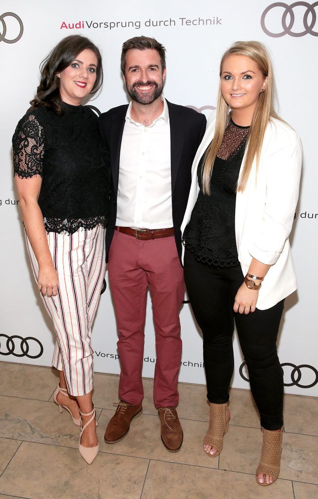 Aine Smyth, Richard Molloy and Leslie Walsh pictured at the all new Audi A8 launch at the RHA Gallery, Dublin. Photo by Brian McEvoy