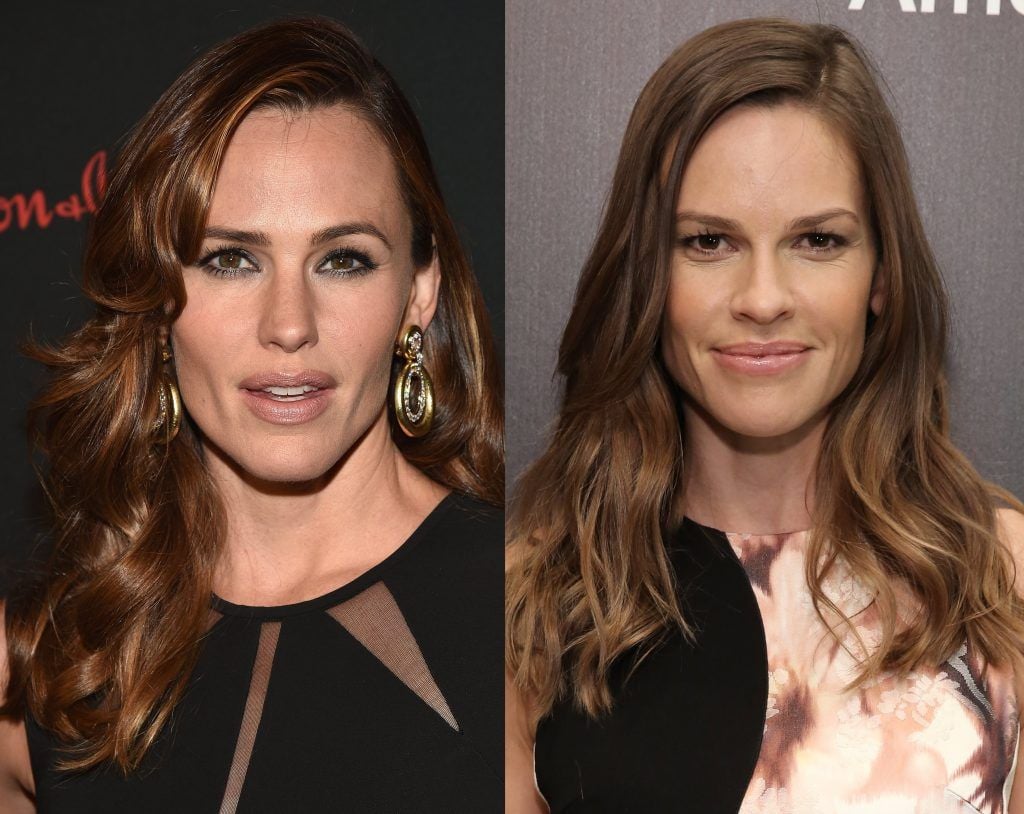 Jennifer Garner and Hilary Swank. (Photos by Bryan Bedder/Getty Images for Save the Children & Neilson Barnard/Getty Images)