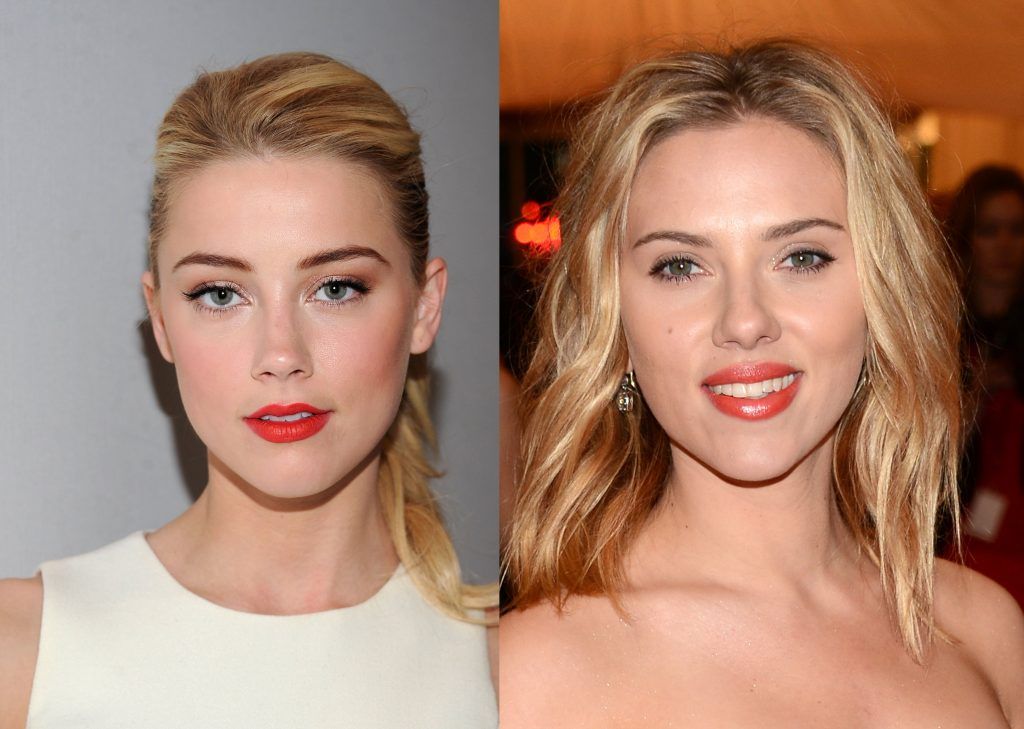 Amber Heard and Scarlett Johansson. (Photos by Dimitrios Kambouris/Getty Images)