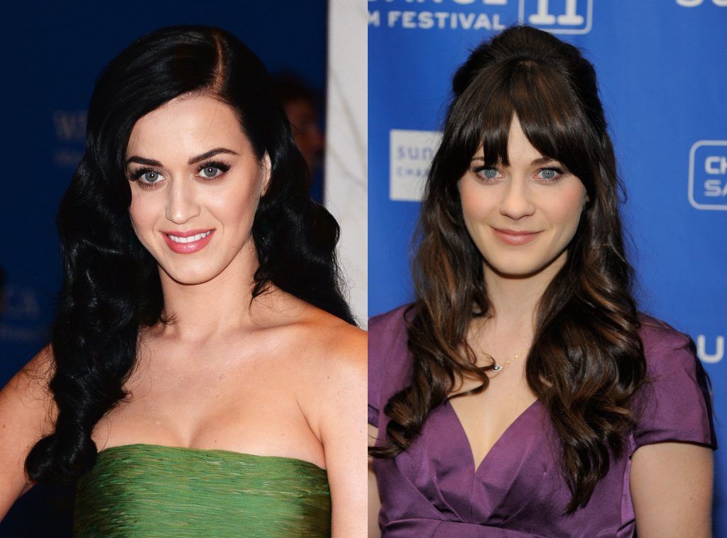Katy Perry and Zooey Deschanel. (Photo by Dimitrios Kambouris/Getty Images & Jemal Countess/Getty Images)