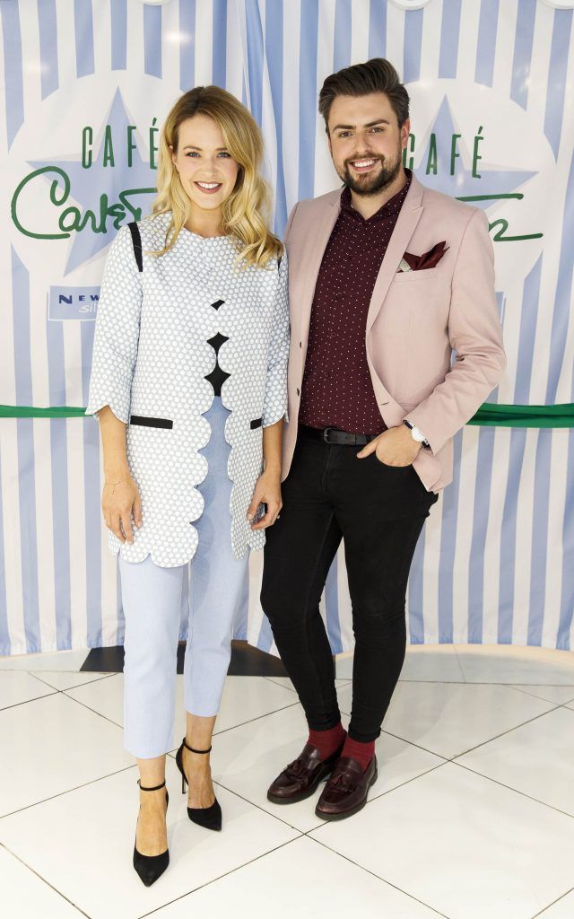 Aoibhin Garrihy and James Patrice pictured at the grand opening of the new Café Carleton at Newbridge Silverware. The restaurant has been designed by decorator to the stars Carleton Varney. Picture by Andres Poveda