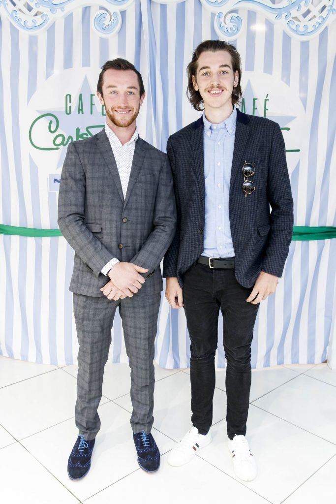 David and Conor Doyle pictured at the grand opening of the new Café Carleton at Newbridge Silverware. The restaurant has been designed by decorator to the stars Carleton Varney. Picture by Andres Poveda
