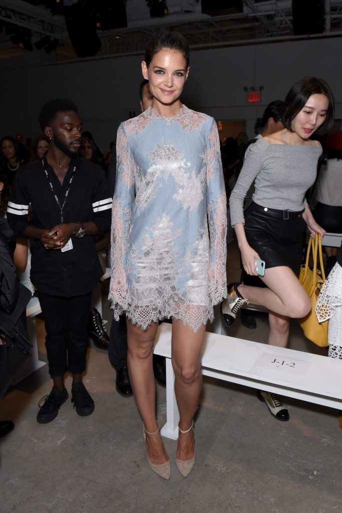 Katie Holmes attends Lanyu fashion show during New York Fashion Week: The Shows at Gallery 2, Skylight Clarkson Sq on September 11, 2017 in New York City.  (Photo by Presley Ann/Getty Images For Lanyu)