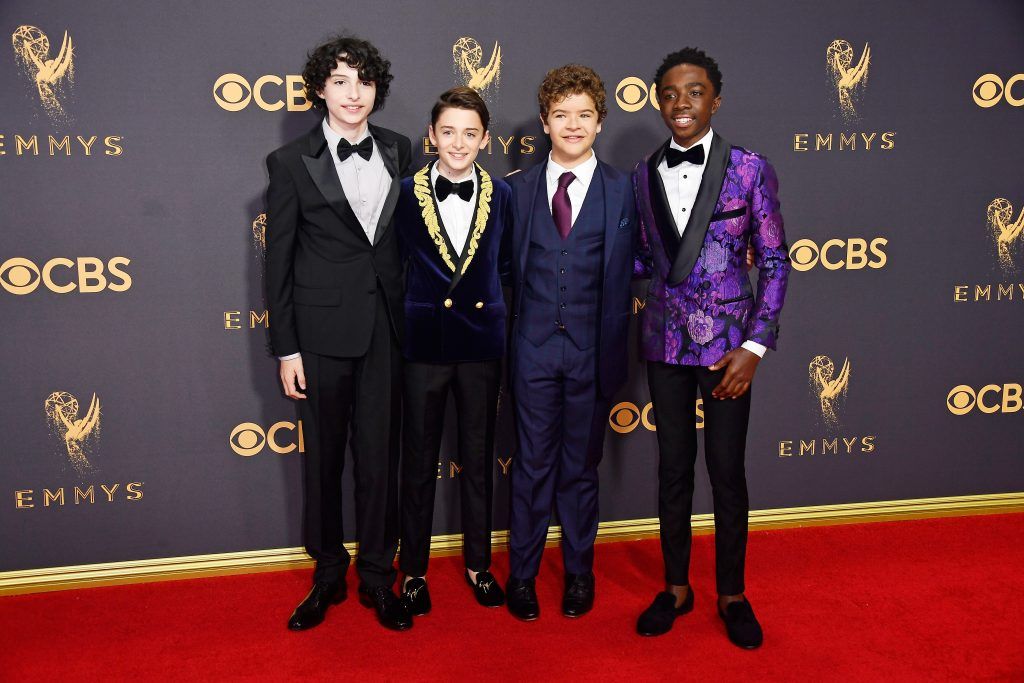 LOS ANGELES, CA - SEPTEMBER 17:  (L-R) Actors Finn Wolfhard, Noah Schnapp, Gaten Matarazzo and Caleb McLaughlin attend the 69th Annual Primetime Emmy Awards at Microsoft Theater on September 17, 2017 in Los Angeles, California.  (Photo by Frazer Harrison/Getty Images)