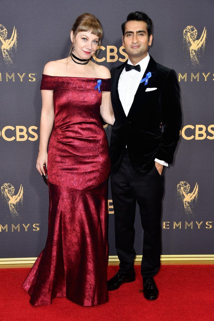 LOS ANGELES, CA - SEPTEMBER 17: Actors Emily V. Gordon (L) and Kumail Nanjiani attend the 69th Annual Primetime Emmy Awards at Microsoft Theater on September 17, 2017 in Los Angeles, California.  (Photo by Frazer Harrison/Getty Images)