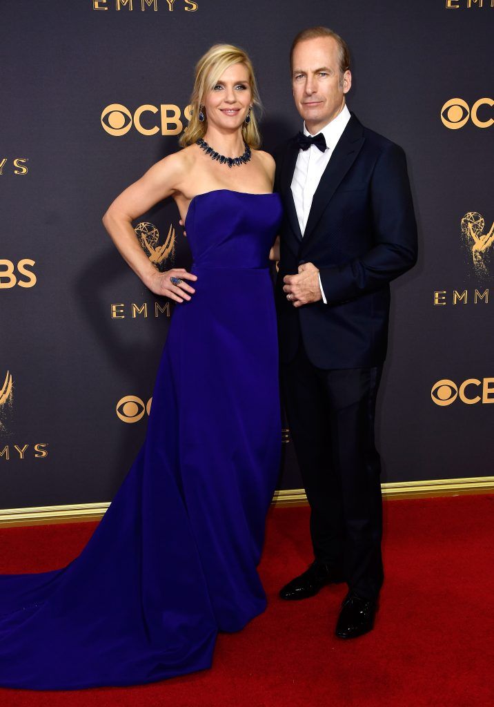 LOS ANGELES, CA - SEPTEMBER 17: Actors Rhea Seehorn and Bob Odenkirk attend the 69th Annual Primetime Emmy Awards at Microsoft Theater on September 17, 2017 in Los Angeles, California.  (Photo by Frazer Harrison/Getty Images)
