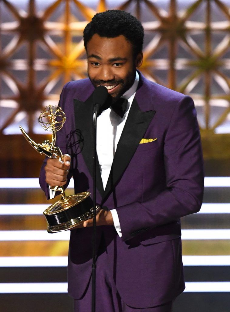 LOS ANGELES, CA - SEPTEMBER 17:  Actor/director Donald Glover accepts Outstanding Directing for a Comedy Series for 'Atlanta' (episode 'B.A.N.') onstage during the 69th Annual Primetime Emmy Awards at Microsoft Theater on September 17, 2017 in Los Angeles, California.  (Photo by Kevin Winter/Getty Images)