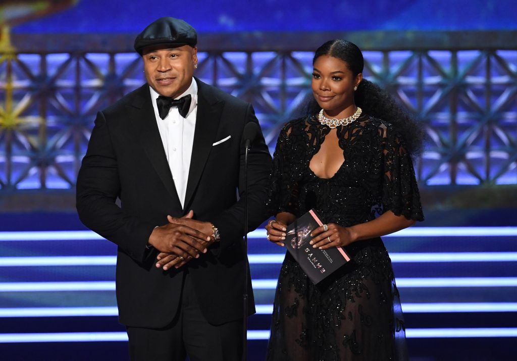 LOS ANGELES, CA - SEPTEMBER 17:  Actors LL Cool J and Gabrielle Union speak onstage during the 69th Annual Primetime Emmy Awards at Microsoft Theater on September 17, 2017 in Los Angeles, California.  (Photo by Kevin Winter/Getty Images)