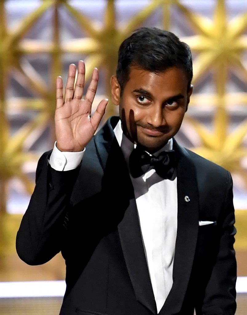 LOS ANGELES, CA - SEPTEMBER 17:  Actor Aziz Ansari speaks onstage during the 69th Annual Primetime Emmy Awards at Microsoft Theater on September 17, 2017 in Los Angeles, California.  (Photo by Kevin Winter/Getty Images)