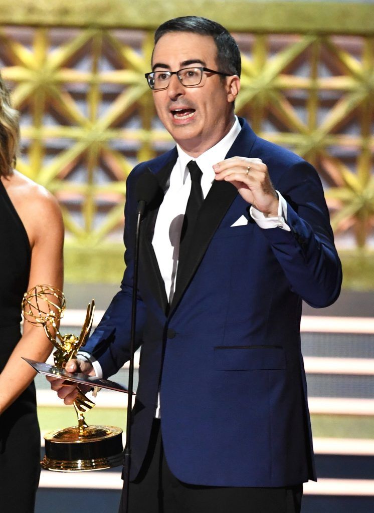 LOS ANGELES, CA - SEPTEMBER 17:  TV personality John Oliver accepts Outstanding Variety Talk Series for 'Last Week Tonight with John Oliver' onstage during the 69th Annual Primetime Emmy Awards at Microsoft Theater on September 17, 2017 in Los Angeles, California.  (Photo by Kevin Winter/Getty Images)