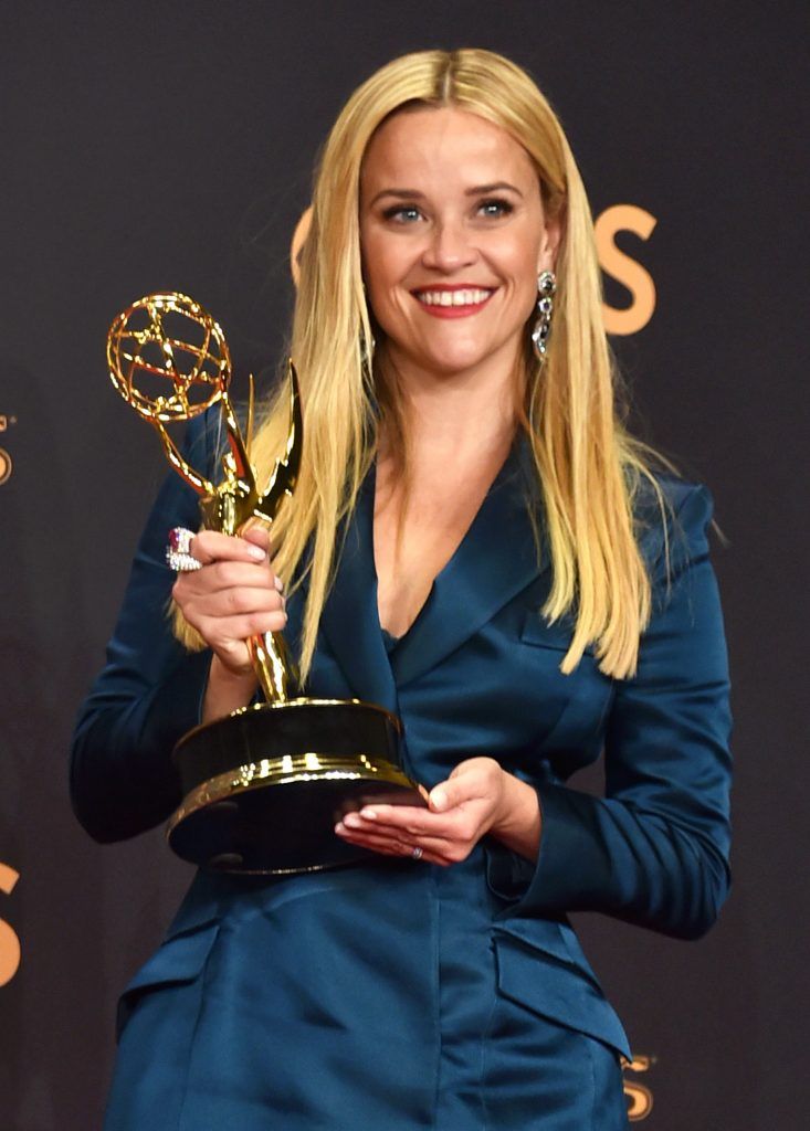 LOS ANGELES, CA - SEPTEMBER 17:  Actor Reese Witherspoon, winner of Outstanding Limited Series for 'Big Little Lies', poses in the press room during the 69th Annual Primetime Emmy Awards at Microsoft Theater on September 17, 2017 in Los Angeles, California.  (Photo by Alberto E. Rodriguez/Getty Images)