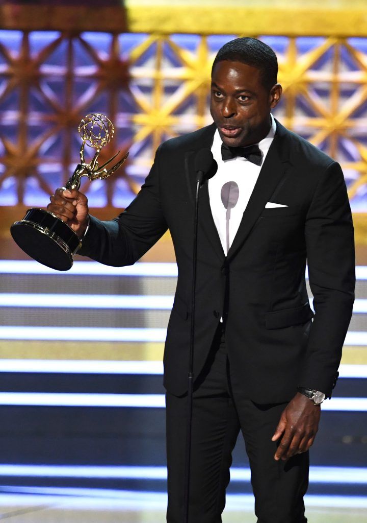 LOS ANGELES, CA - SEPTEMBER 17:  Actor Sterling K. Brown accepts the Outstanding Lead Actor in a Drama Series for "This Is Us" onstage during the 69th Annual Primetime Emmy Awards at Microsoft Theater on September 17, 2017 in Los Angeles, California.  (Photo by Kevin Winter/Getty Images)