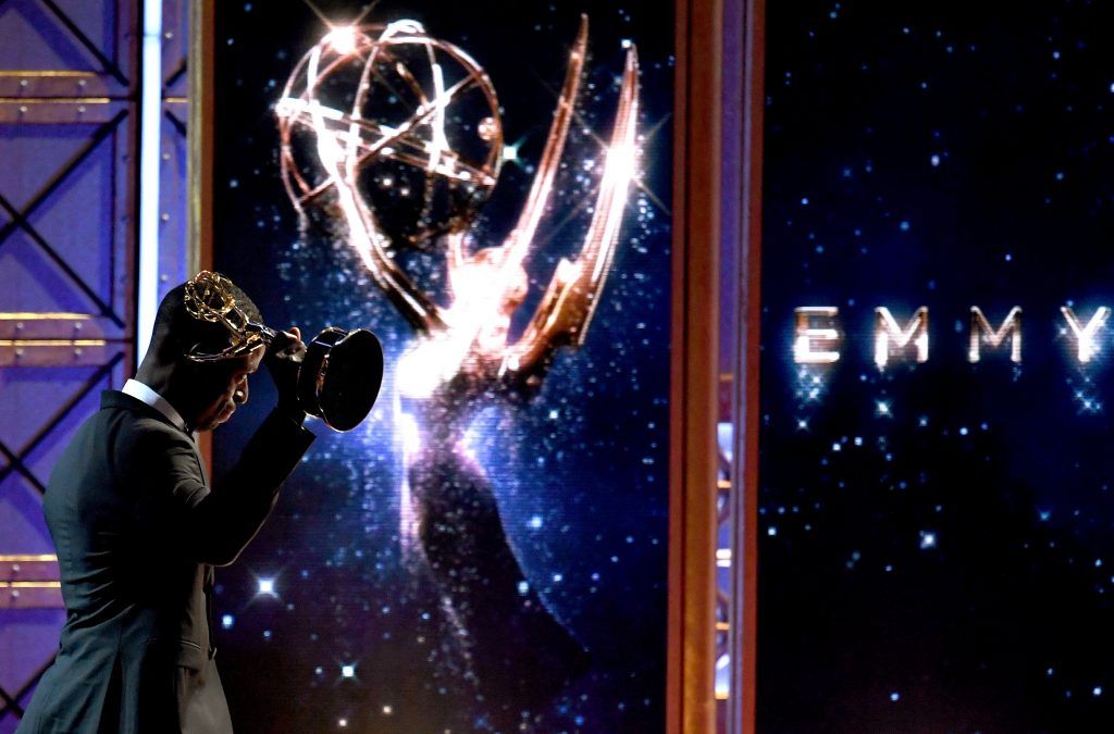 LOS ANGELES, CA - SEPTEMBER 17:  Actor Sterling K. Brown accepts the Outstanding Lead Actor in a Drama Series for "This Is Us" onstage during the 69th Annual Primetime Emmy Awards at Microsoft Theater on September 17, 2017 in Los Angeles, California.  (Photo by Kevin Winter/Getty Images)