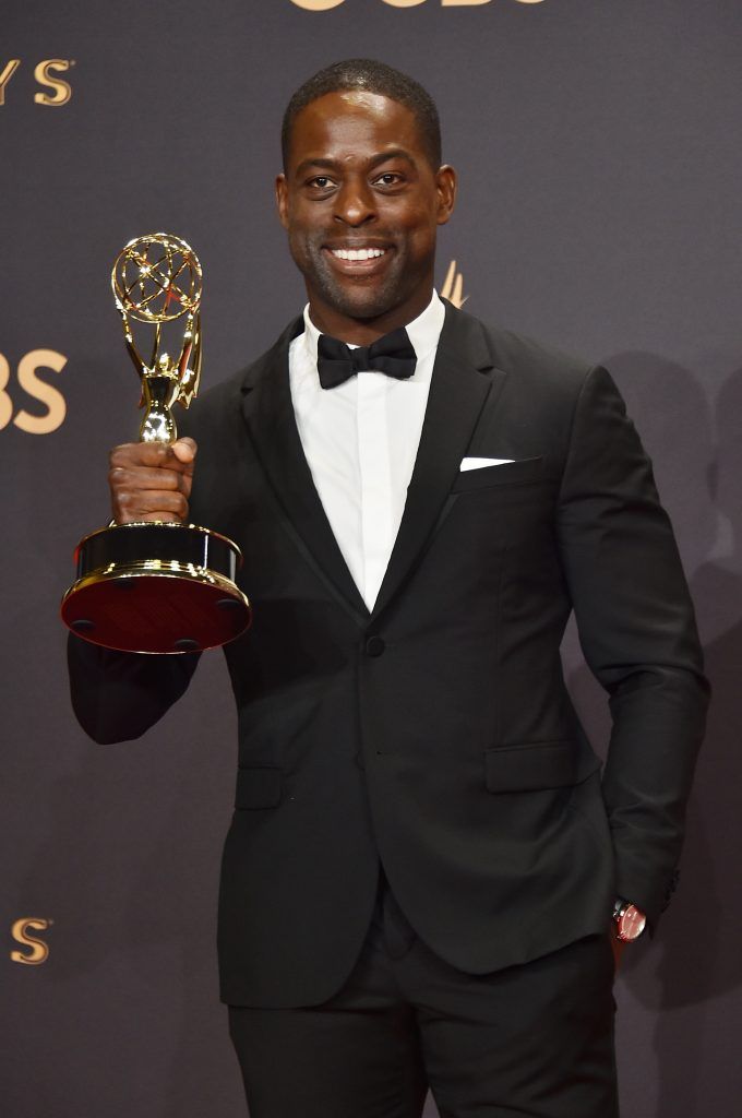 LOS ANGELES, CA - SEPTEMBER 17:  Actor Sterling K. Brown, winner of Outstanding Lead Actor in a Drama Series for 'This Is Us', poses in the press room during the 69th Annual Primetime Emmy Awards at Microsoft Theater on September 17, 2017 in Los Angeles, California.  (Photo by Alberto E. Rodriguez/Getty Images)