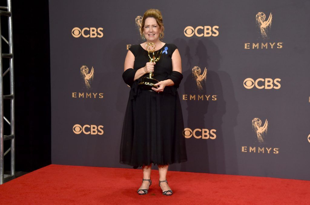 LOS ANGELES, CA - SEPTEMBER 17:  Actor Ann Dowd, winner of the award for Outstanding Supporting Actress in a Drama Series award for 'The Handmaid's Tale,' poses in the press room during the 69th Annual Primetime Emmy Awards at Microsoft Theater on September 17, 2017 in Los Angeles, California.  (Photo by Alberto E. Rodriguez/Getty Images)