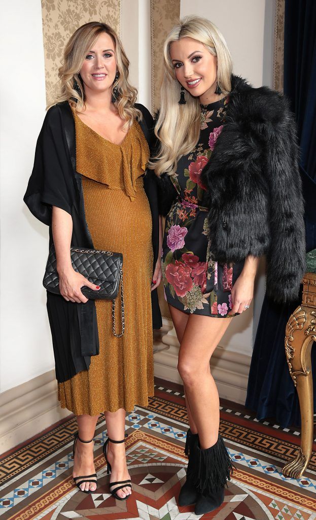 Linda McNamee and Rosanna Davison at the Shiseido International Charity Lunch and Fashion Show in aid of the Rape Crisis Centre hosted by catwalk queen Miss Candy at the Westin Hotel, Dublin. Picture by Brian McEvoy