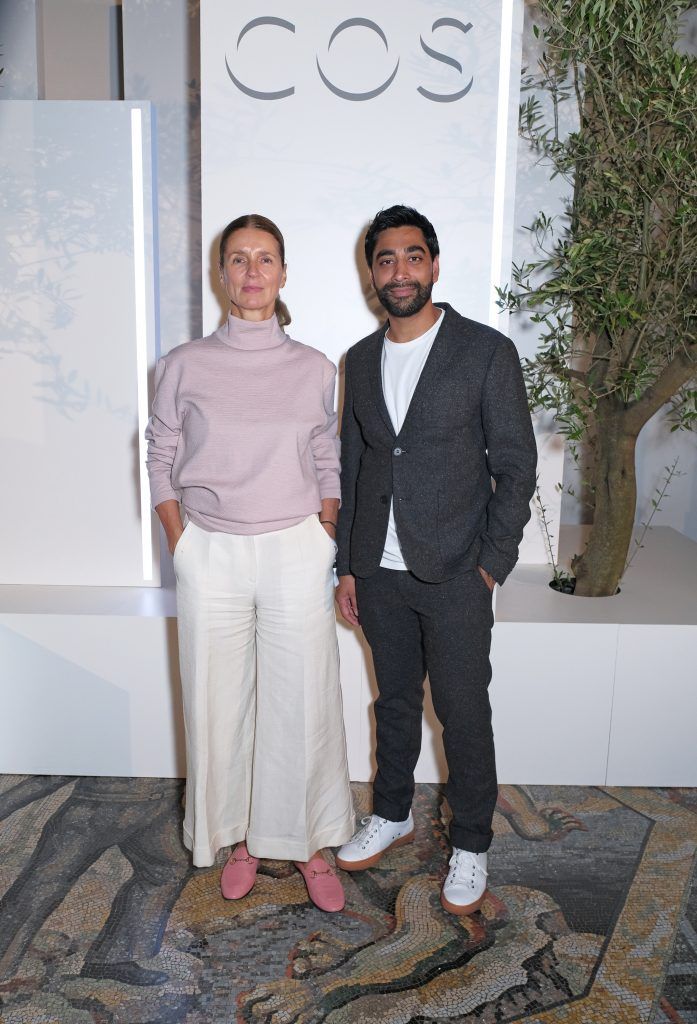 Karla Otto (L) and Atul Pathak, COS Head of Communications, pictured at the COS 10 year anniversary party at The National Gallery on September 17, 2017 in London, England. Photo: Dave Benett