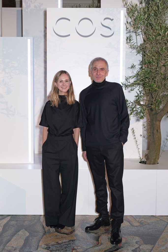 Nicole Bischofer (L), COS Head of Womenswear Design, and Christophe Copin, COS Head of Menswear Design pictured at the COS 10 year anniversary party at The National Gallery on September 17, 2017 in London, England. Photo: Dave Benett