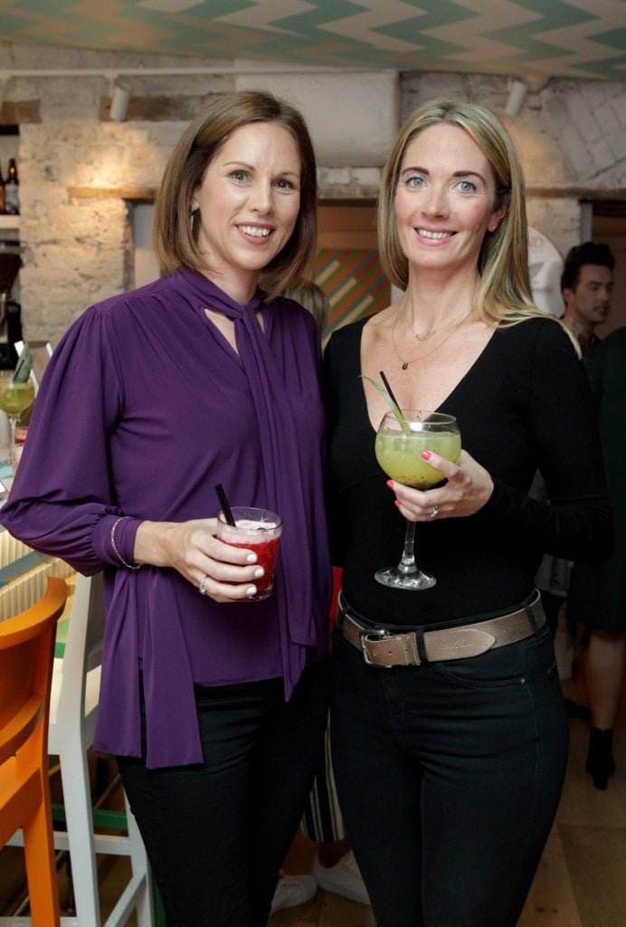 Pictured are Lorna Maher, left, and Kara Harriott as Ireland's beauty elite celebrated cult New Zealand skincare brand Trilogy's 15th birthday on September 15th at Urchin on St. Stephen's Green. Photo: Mark Stedman