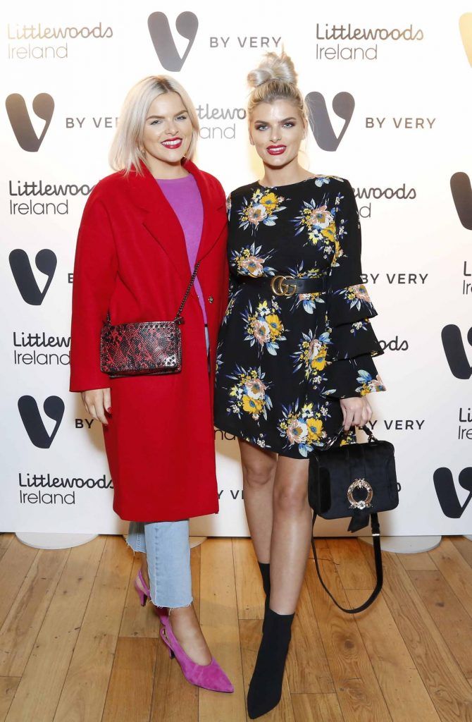 Emma Keogh and Ashleigh Keogh at the launch of the V by Very Autumn/Winter range at Smock Alley Theatre (20th September 2017), available exclusively to LittlewoodsIreland.ie - Photo: Sasko Lazarov/Photocall Ireland