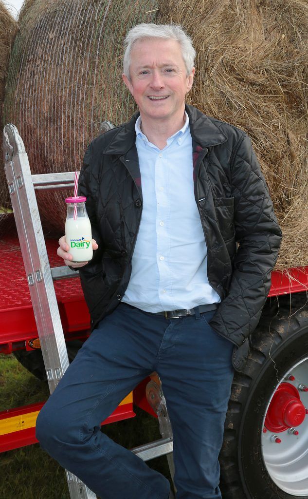 Louis Walsh joins in the fun with the National Dairy Council at the National Ploughing Championships 2017 in Screggan Tullamore, Offaly. Photo by Brian McEvoy