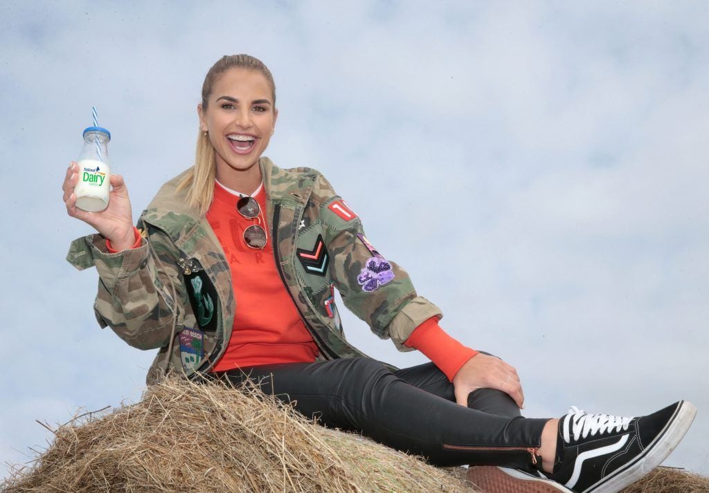 Vogue Williams joins in the fun with the National Dairy Council at the National Ploughing Championships 2017 in Screggan Tullamore, Offaly. Photo by Brian McEvoy