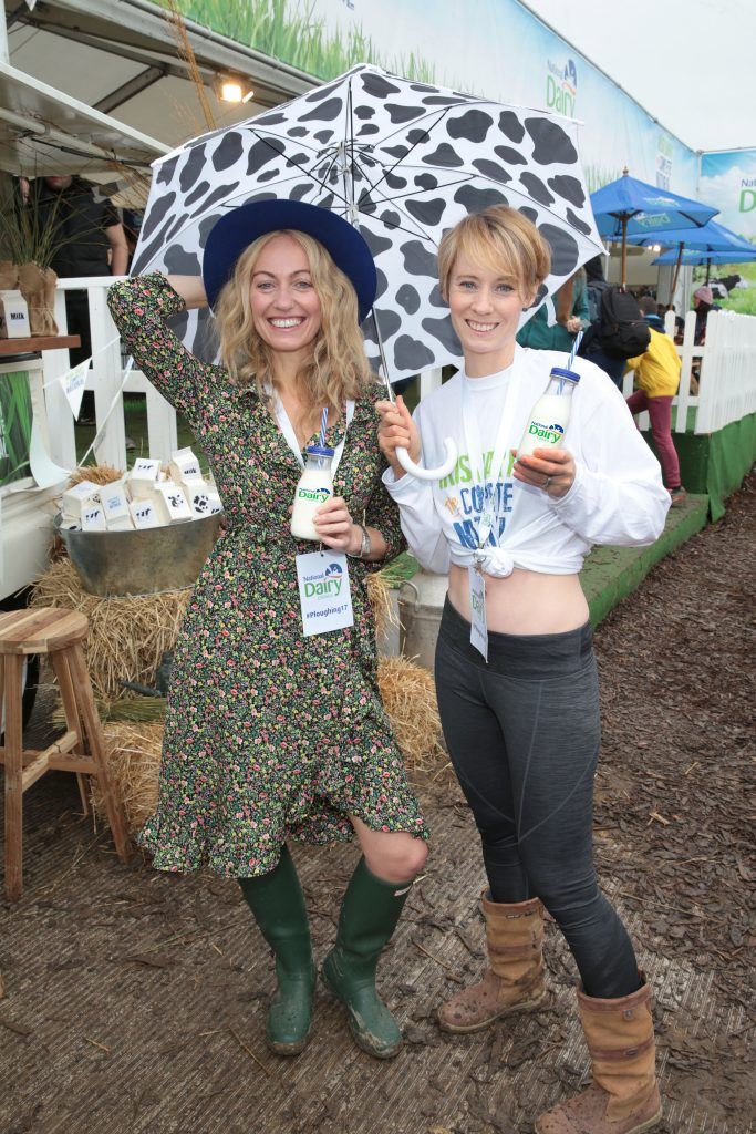 Clodagh McKenna and Derval O Rourke at the National Dairy Council Tent at The National Ploughing Championships in Tullamore, Offaly. Photo by Brian McEvoy