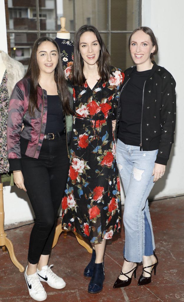Anna, Grace, and Jenny McGinn at the iclothing.ie Autumn Winter '17 launch held at the Chocolate Factory. Photo Kieran Harnett