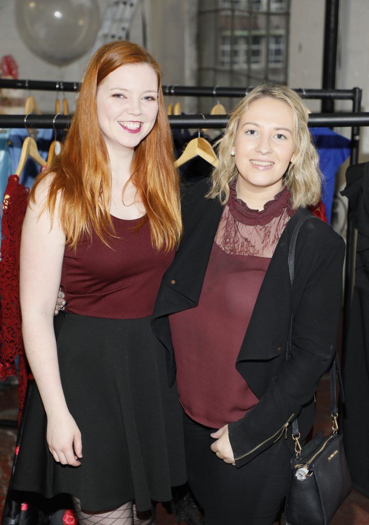 Larah Bruen and Aine Cryan at the iclothing.ie Autumn Winter '17 launch held at the Chocolate Factory. Photo Kieran Harnett