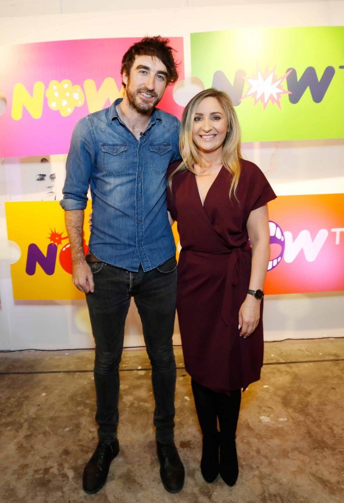 Danny O'Reilly and Sharon McHugh pictured at the #NOWTVArtBattle which took place at Fumbally Exchange as part of this year's Dublin Fringe Festival.