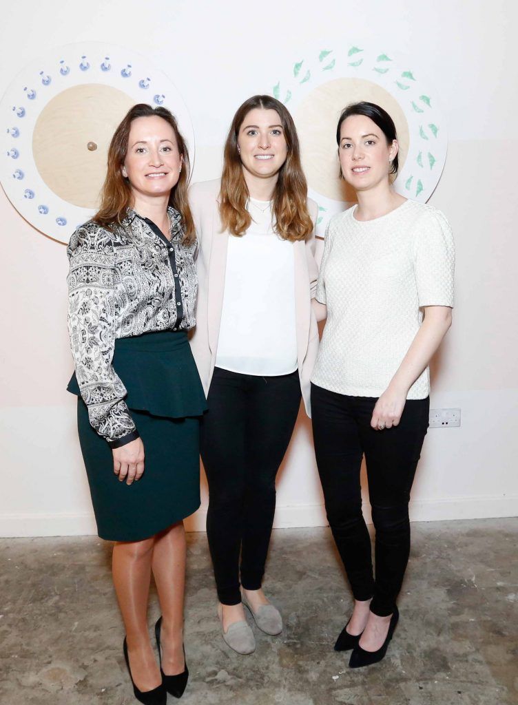 Olivia Naughton, Kate Duffy and Martha Burke pictured at the #NOWTVArtBattle which took place at Fumbally Exchange as part of this year's Dublin Fringe Festival.