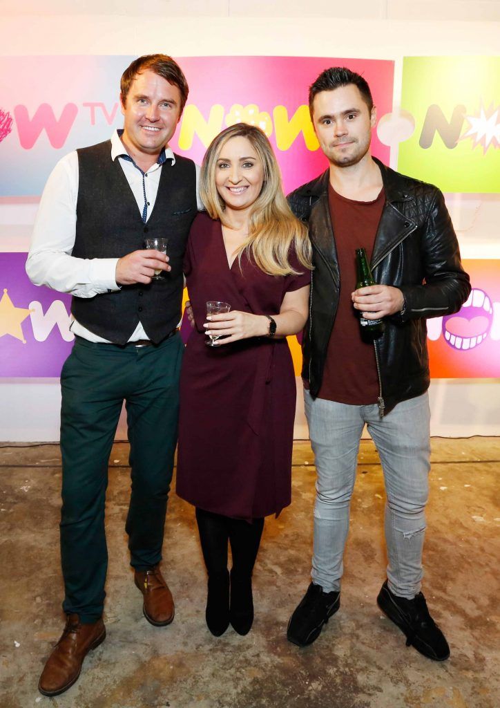 Luke Tyrell, Sharon McHugh and Michael Ferry pictured at the #NOWTVArtBattle which took place at Fumbally Exchange as part of this year's Dublin Fringe Festival.