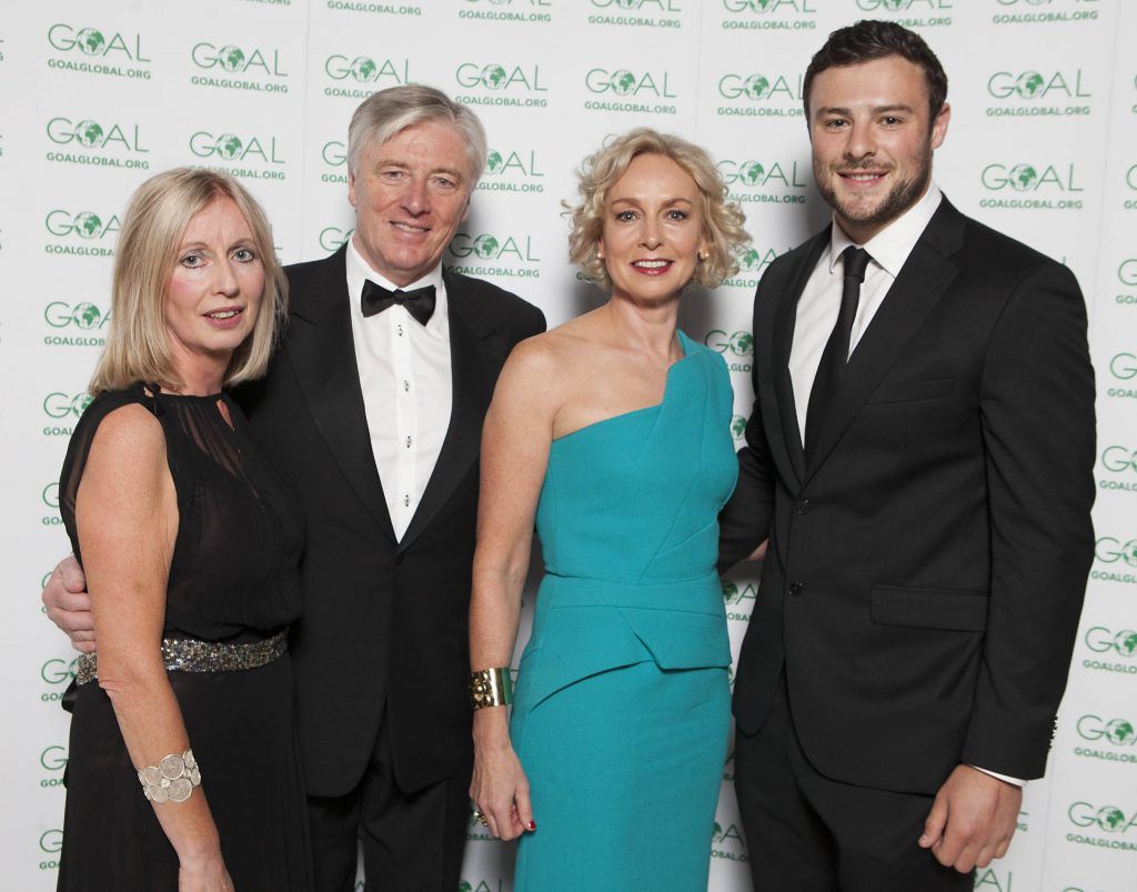 Celine Fitzgerald, Pat Kenny, Anne O'Leary and Robbie Henshaw pictured at the Annual GOAL Ball at the RDS, Dublin. Pic: Brian McEvoy Photography