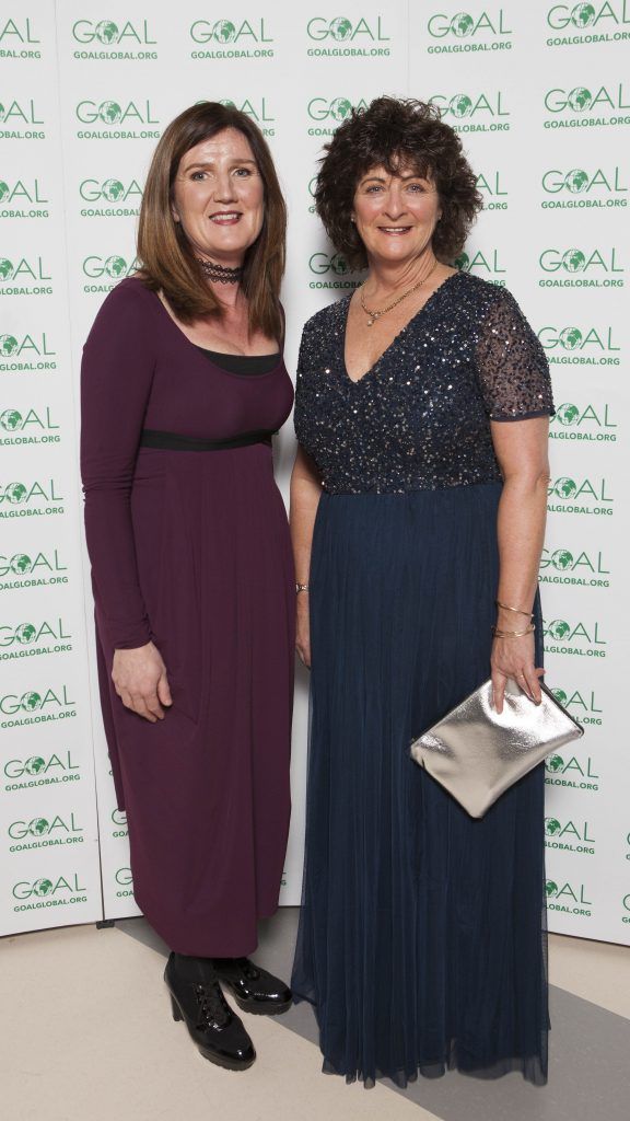 Jean Hanratty and Rhona O'Grady pictured at the Annual GOAL Ball at the RDS, Dublin. Pic: Brian McEvoy Photography