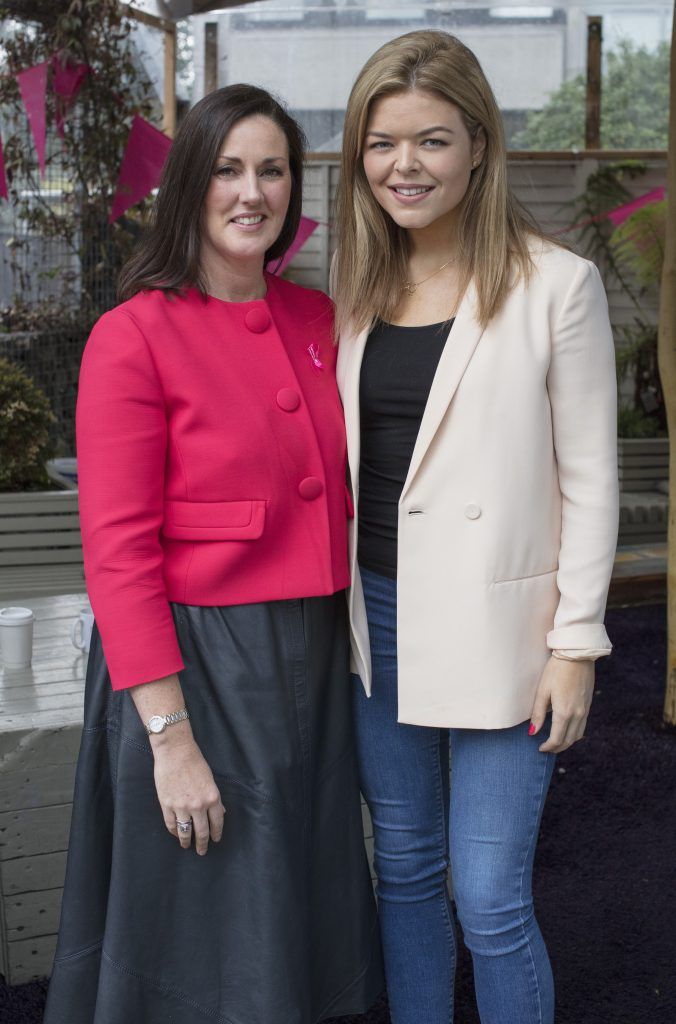 Naomi Fitzgibbon  & Doireann Garrihy pictured at the launch of Centra's Cups Against Cancer event in the Lock 6 Cafe, Dublin. Photo: Anthony Woods